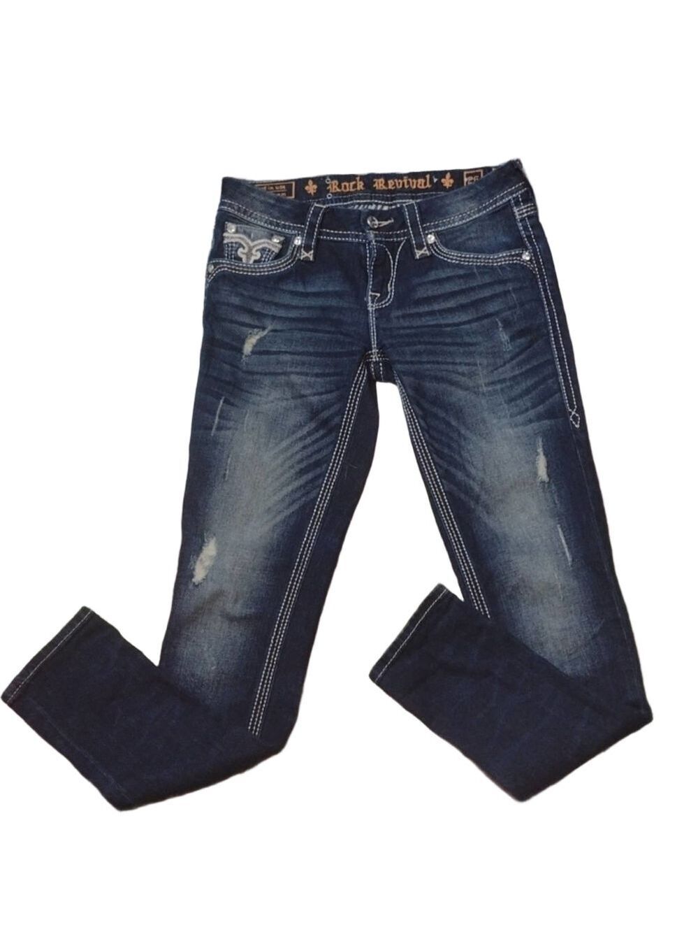 Rock revival distressed drew cuffed skinny jeans size 26